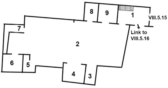 VIII.5.15 Pompeii. Garden entrance to Garden Restaurant
Plan